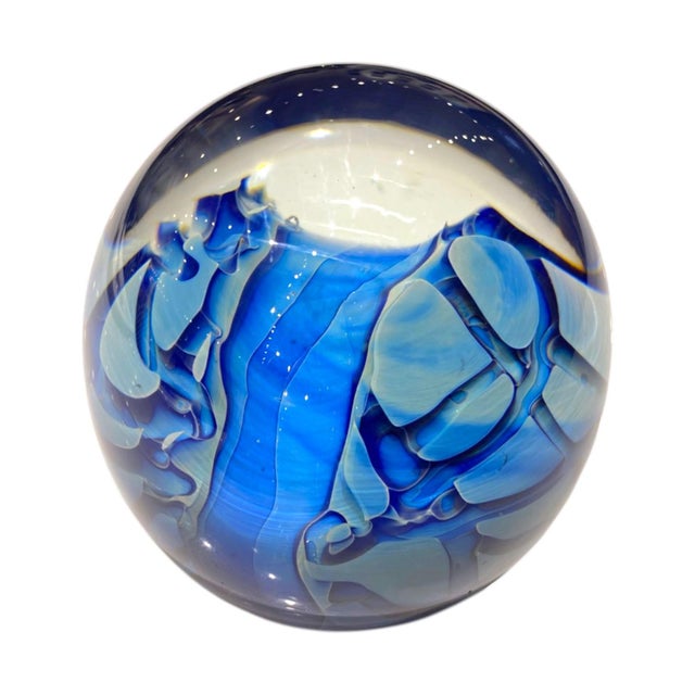 Stunning Robert Eickholt Signed Sculptural Blue Paperweight Ohio Art Glass For Sale In San Francisco - Image 6 of 16