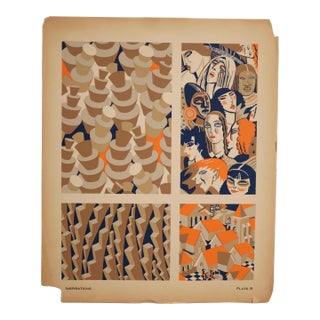 1928 American Botanical Design Pochoir, Inspirations (Book B, Plate 9), André Durenceau For Sale