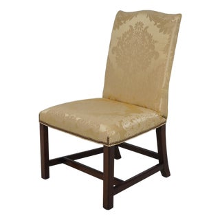 Kittinger Colonial Williamsburg Chippendale Style Damask Upholstered Side Chair For Sale