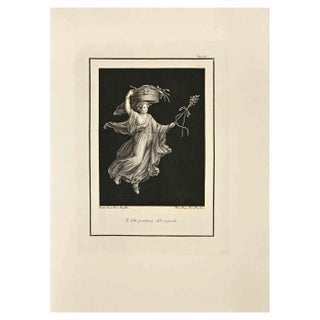 Roccus Pozzi, A Bacchante Carrying A Large Basket, Etching, 18th Century For Sale