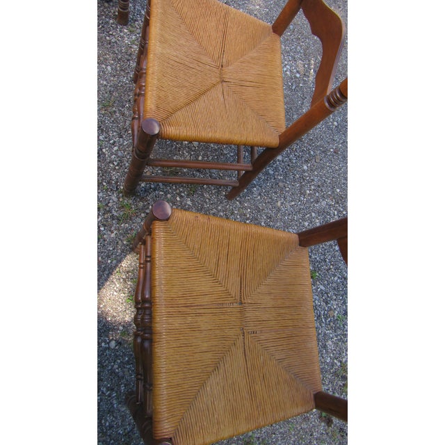 Vintage Rush Ladderback Kitchen Dining Room Chairs For Sale - Image 6 of 9