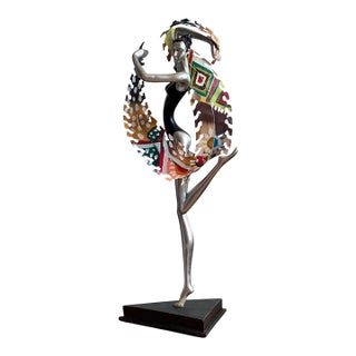 Mid 20th Century French Art Deco Ballerina Iron & Resin Sculpture For Sale