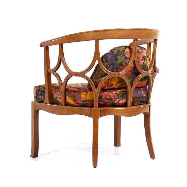 Wood Billy Haines Mid Century Fruitwood Barrel Back Lounge Chairs - Pair For Sale - Image 7 of 12