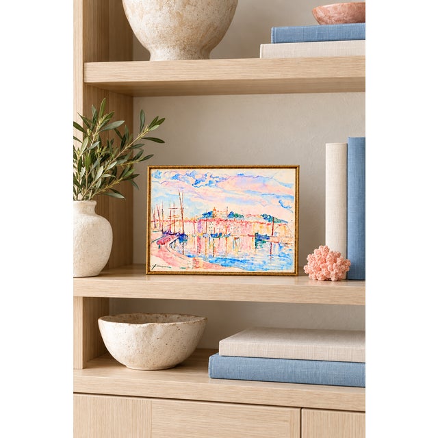 French Pastel French Riviera Harbor Art Print – Le Port De Saint-Tropez by Lebasque, 16" X 12" For Sale - Image 3 of 7