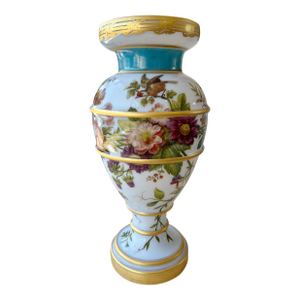 A Very Large French Enameled Opaline Glass Decorated Vase, Circa 1845