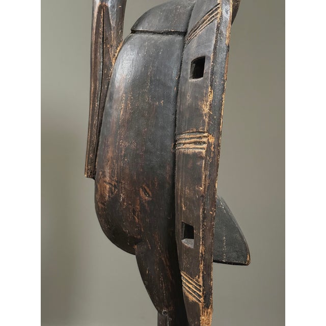 1930s Large Antique Hand Carved African Folk Art Senufo Calao Bird Statue For Sale - Image 5 of 12