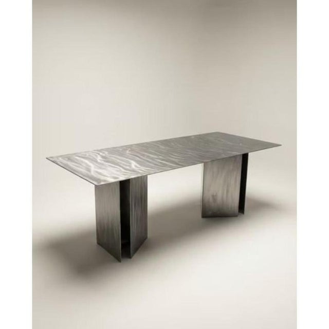 Fold rectangular table in stainless steel by metalmorphosis studio dimensions: d 80 x w 190 x h 74 cm. Materials:...