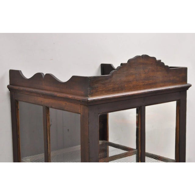 19th Century 19th Century Antique Wood & Glass Counter Top Display County Store Pie Safe Display Cabinet For Sale - Image 5 of 12