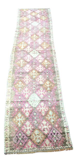 Vintage Geometric Design Turkish Herki Purple Runner