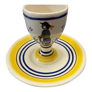 1980s Henriot Quimper Faience Egg Cup For Sale