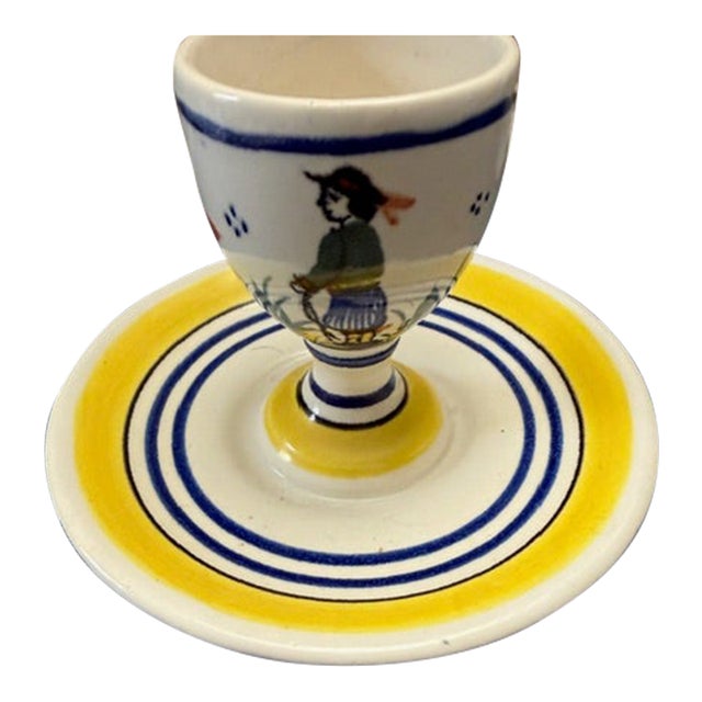 1980s Henriot Quimper Faience Egg Cup For Sale