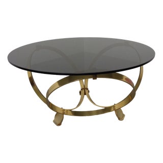 Space Age Gold-Plated Glass Coffee Table by Knut Hesterberg for Ronald Schmitt, Germany, 1960s For Sale