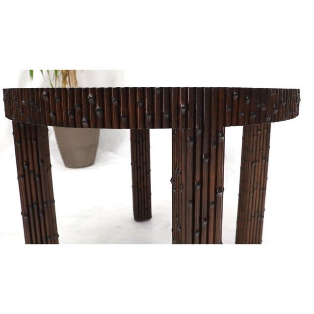 Mid 20th Century Mid-Century Modern Faux Bamboo Round Side Occasional Table For Sale - Image 5 of 13