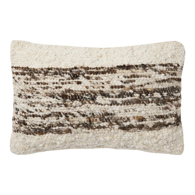 Amber Lewis x Loloi Joan Ivory / Tobacco 13'' x 21'' Cover with Poly Pillow For Sale