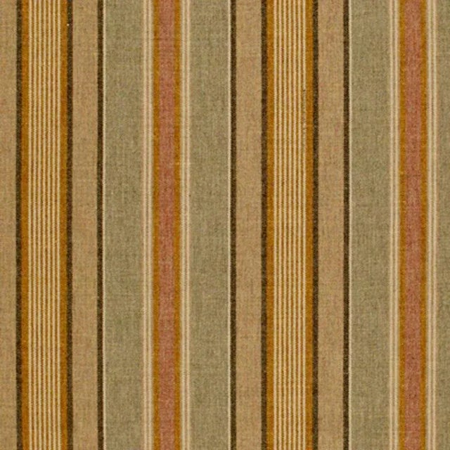 Schumacher Edgemere Stripe Fabric in Mist For Sale