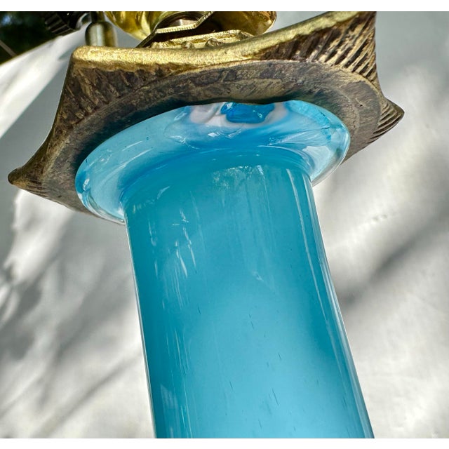 Vintage Murano Glass Long-Neck Blue Table Lamp For Sale - Image 10 of 10