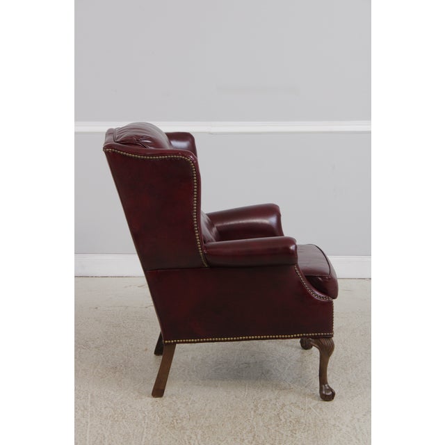 1980s Pennsylvania House Burgundy Leather Wing Chair For Sale - Image 5 of 16