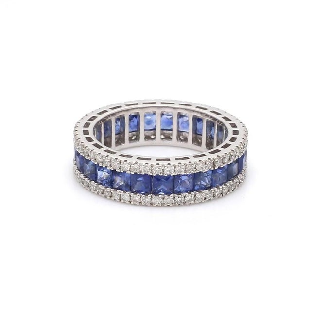 Natural 2.64 cts blue sapphire band ring 18k gold For Sale - Image 11 of 18