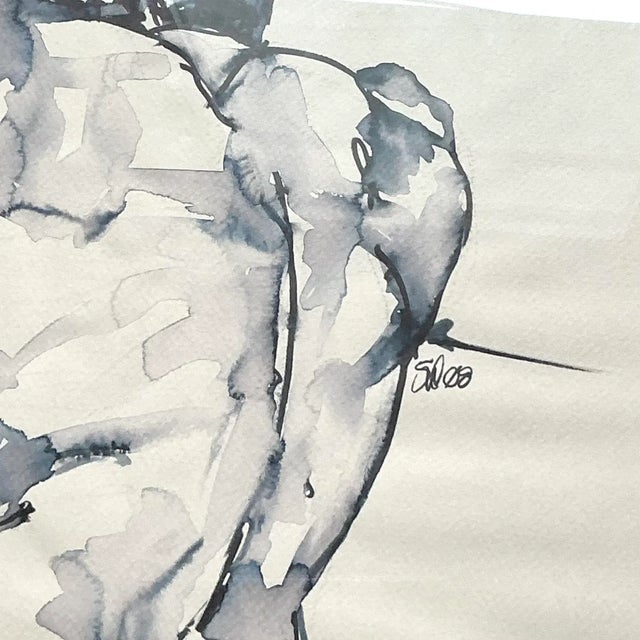 Vintage Boho Original Watercolor Painting on Paper For Sale In West Palm - Image 6 of 7