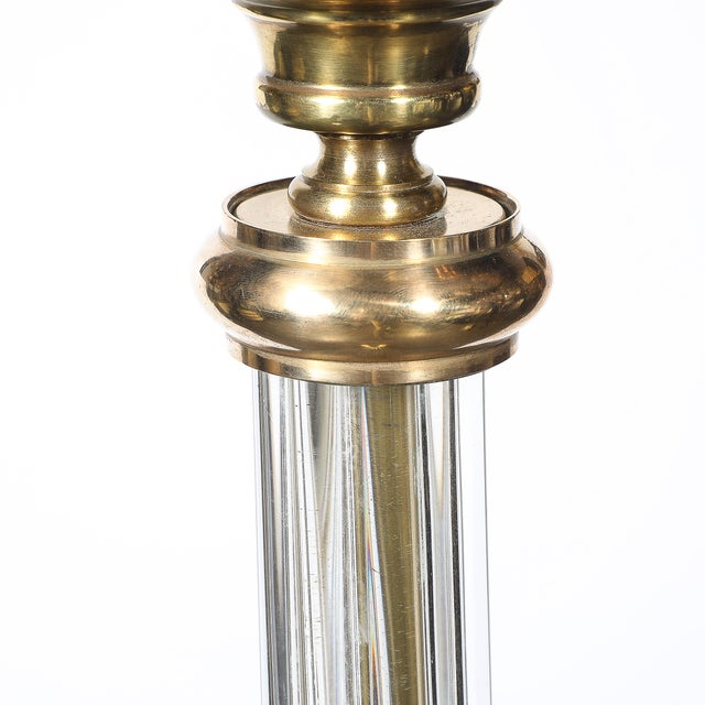 Art Deco Fluted Glass & Brass Floor Lamp For Sale - Image 10 of 14