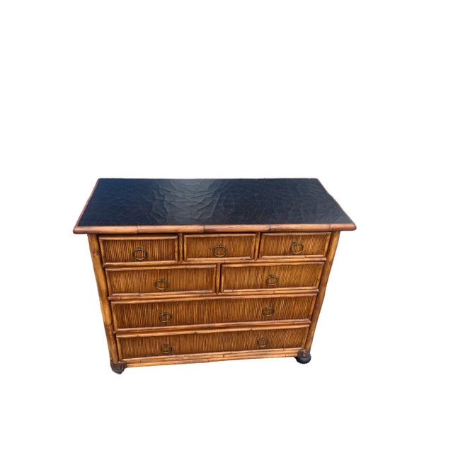 Baker Furniture Company Late 20th Century Milling Road by Baker Rattan 7 Drawer Bachelor Chest of Drawers For Sale - Image 4 of 9