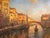Large Impressionist oil painting on canvas capturing a Venetian canal scene with gondolas, historic architecture, and an...