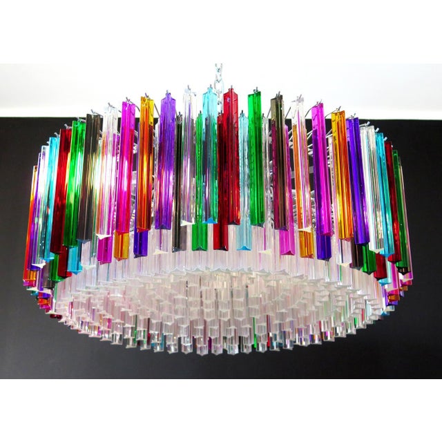 Italian Triedri Murano Glass Chandelier, 1995 For Sale - Image 11 of 18