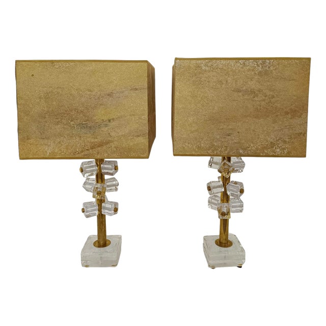 Murano Glass Cube Lamps, 1970s, Set of 2 For Sale