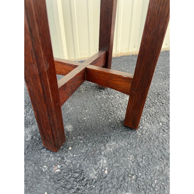 Antique L & Jg Stickley Arts & Crafts Oak Tabouret Table- C. 1910 For Sale - Image 12 of 12