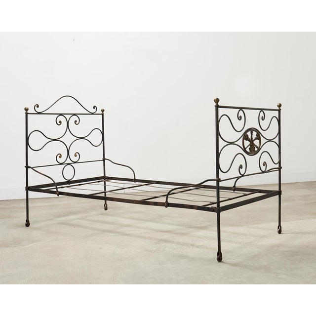 French 19th C. French Napoleon III Empire Wrought Iron Bronze Daybed For Sale - Image 3 of 16