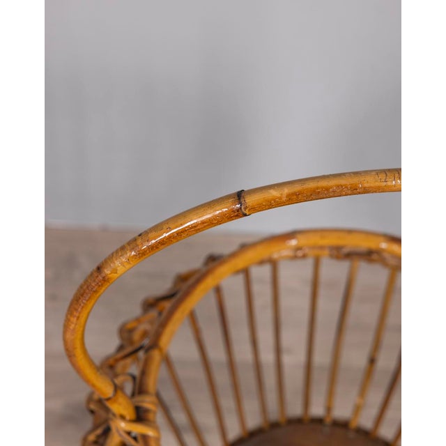 1960s Vintage Italian Bamboo and Wicker Basket, 1960s For Sale - Image 5 of 8