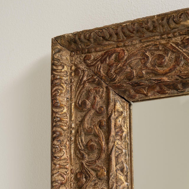Gold 1900-1909 France Antique Gold Carved Giltwood Mirror For Sale - Image 8 of 10