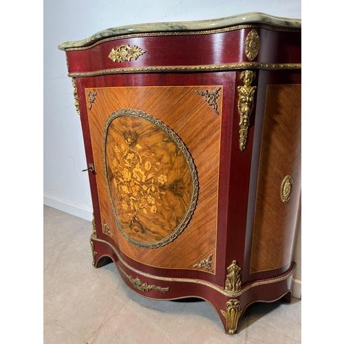 Marquetry Cabinet with Marble Top For Sale - Image 3 of 7
