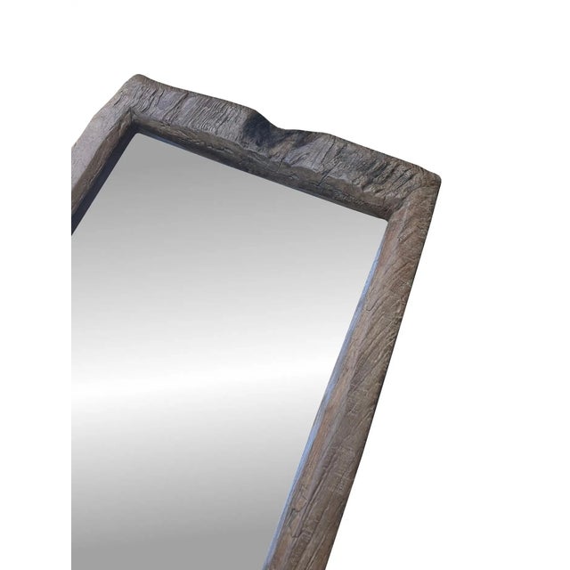 Rustic Teak Wood Mirror With Age Related Patina & Markings Designed by Tiempo Furniture & Decor For Sale - Image 4 of 8