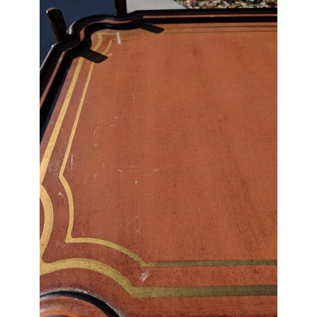 Vintage Chinoiserie Scalloped Tray Table With Tortoiseshell Faux Bamboo Base Made by Baker Furniture For Sale - Image 9 of 10