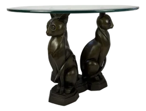 Hollywood Regency Sculptural Bronze Cat Table Base - 19"h