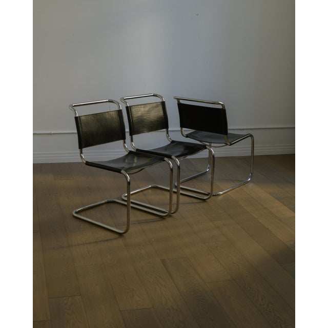 Mid-Century Modern 1980s S33 Dining Chairs by Mart Stam, Leather & Steel, Bauhaus For Sale - Image 3 of 9