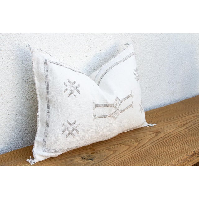 Frost Star White Lumbar Moroccan Silk Pillow For Sale - Image 4 of 7