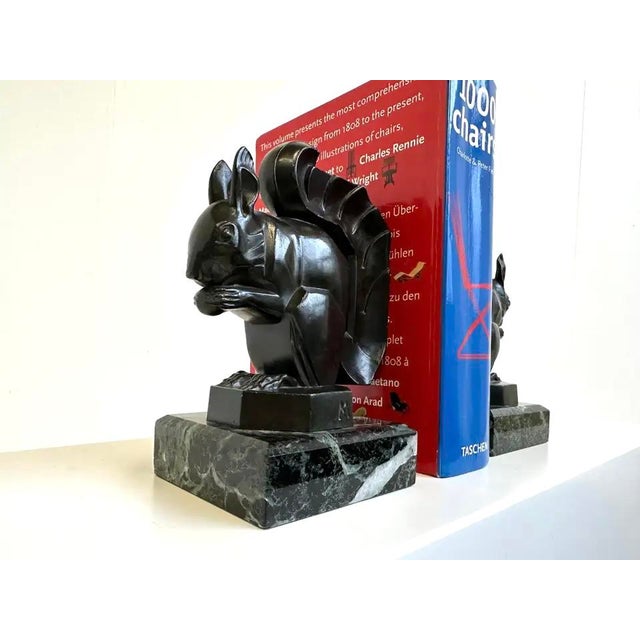 Vintage French Art Deco Squirrel Bookends by Max Le Verrier, 1930, Set of 2 For Sale - Image 10 of 13