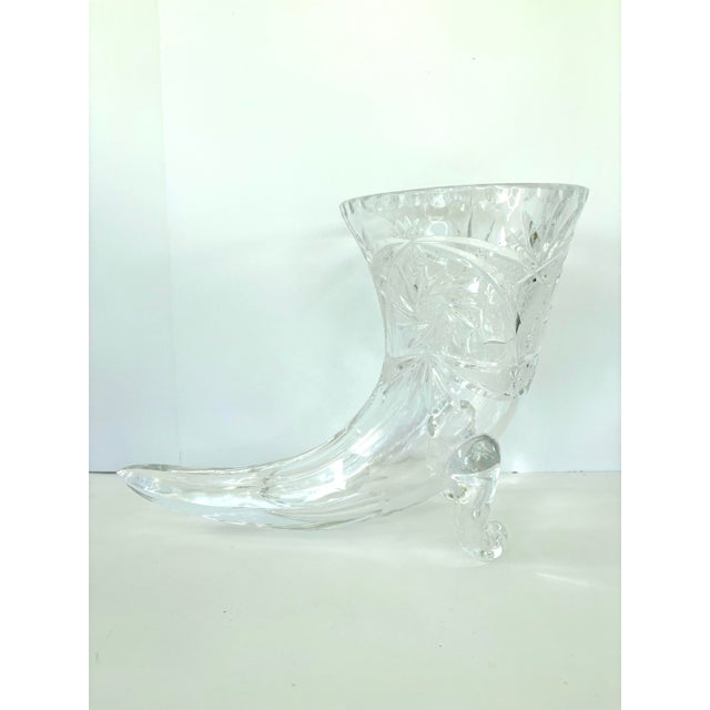 Mid-Century Modern Vintage West Germany Lead Cut Crystal Cornucopia Vase – 11.25” For Sale - Image 3 of 6