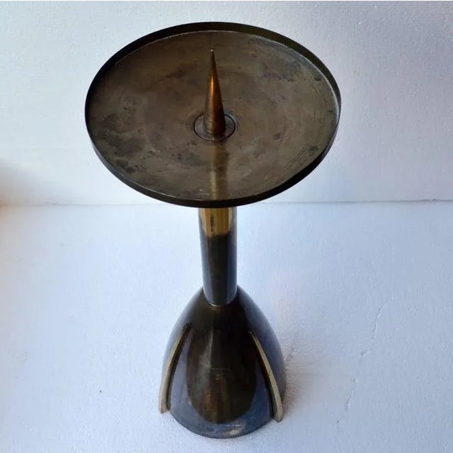Large Art Deco Brass Candle Holder For Sale - Image 4 of 6