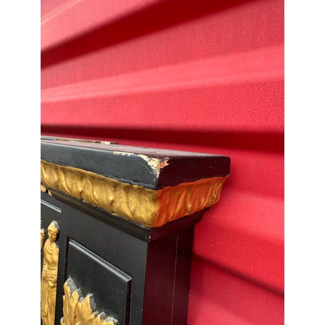 1960s Vintage Neoclassic Black and Gold Floor Pier Full Length Mirror For Sale - Image 9 of 12