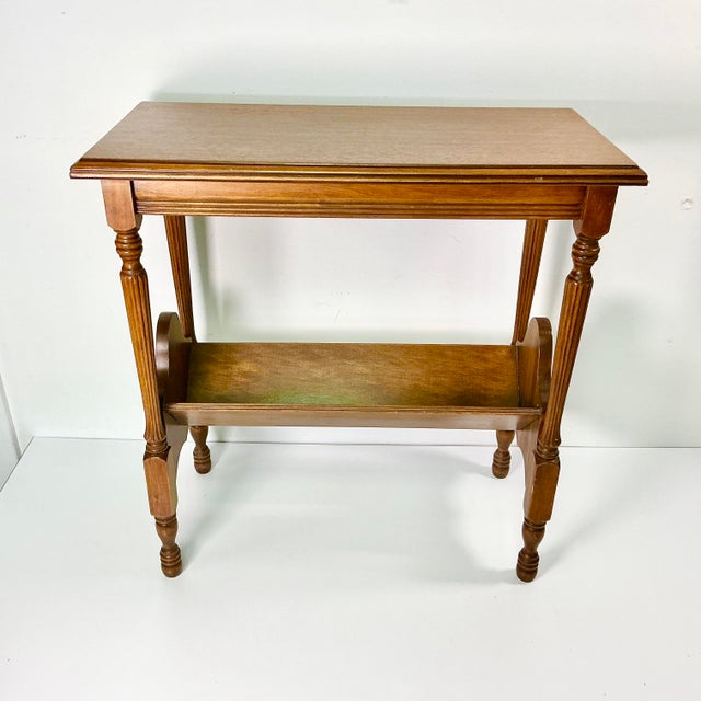 Chestnut Mid-Century Louis XIV Hollywood Regency Chippendale Book Rack Trough Side Table. For Sale - Image 8 of 11