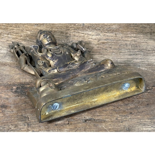 Brass Vintage Hindu Brass Shiva Nataraja Seated Meditation Sculpture For Sale - Image 8 of 8