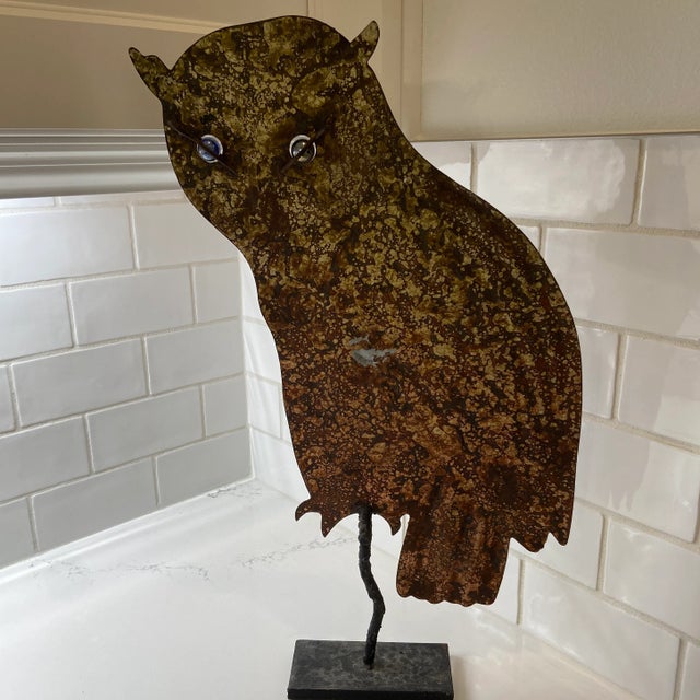 Curtis Jere Vintage Brutalist Metal Owl Sculpture After C. Jere For Sale - Image 4 of 10