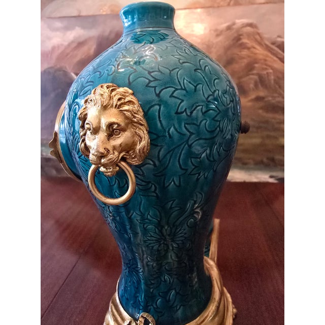 Antique Chinese Porcelain Bronze Clock Set For Sale - Image 13 of 16