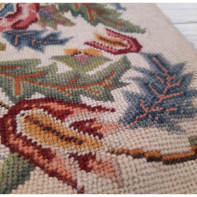 Vintage Needlepoint Pillow Cover Textile For Sale In Fayetteville, AR - Image 6 of 6