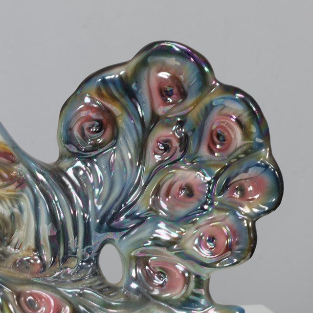 Italian Hand-Painted Ceramic Sculpture with Two Peacocks, 1960s For Sale - Image 6 of 9