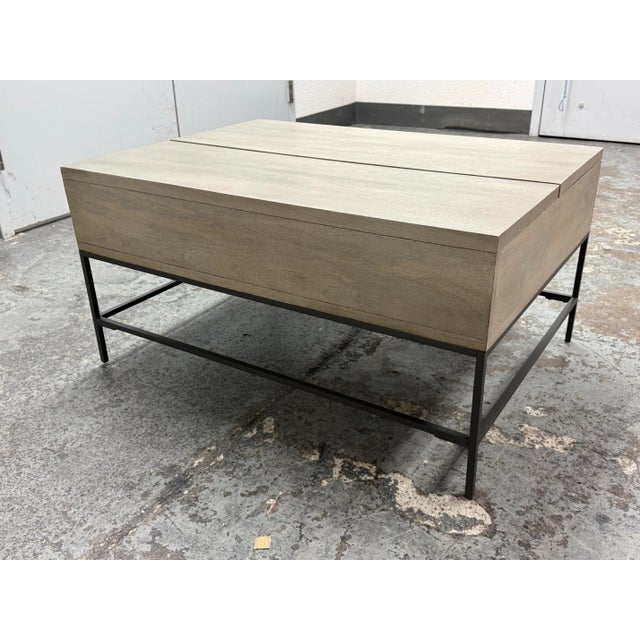 Gray William Sonoma for West Elm Industrial Storage Pop-Up Coffee Table For Sale - Image 8 of 12