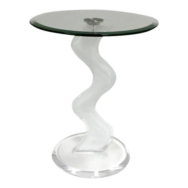 Modern Acrylic and Glass Side Table For Sale